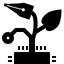 Logo: a stylised plant with three leaves growing out of a circuit board, where one leaf is a through-hole pad, one is a fountain pen nib, and one is a regular leaf.